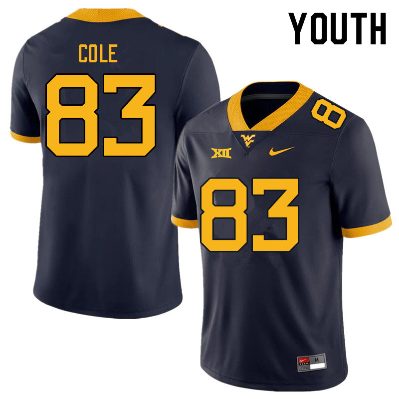 Youth #83 C.J. Cole West Virginia Mountaineers College Football Jerseys Sale-Navy